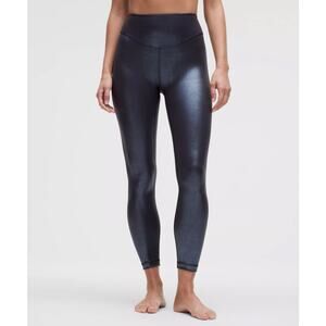 Lululemon Blue Wunder Under Metallic High Waist SmoothCover Tight Leggings